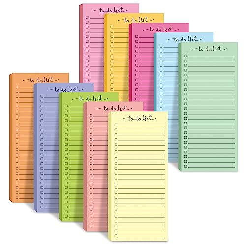 Censen 10 Pack 500 Sheets to Do List Notes Daily Checklist Notepad with 50 Sheets Undated Memo Pad Color Block Shopping List Weekly Plan Notepad Organizer Planners (Bright Color,Lined) - color: Bright Color, style: Lined