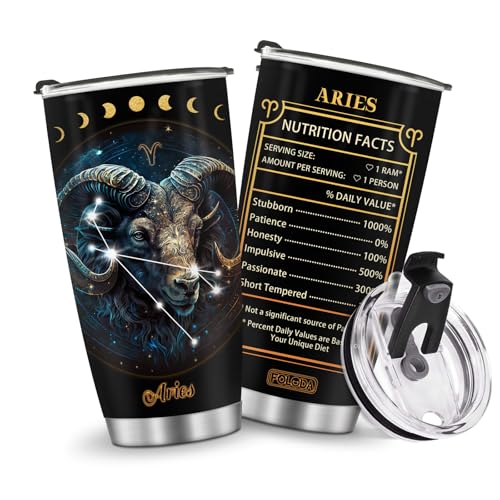 Horoscope Aries Insulated Tumblers Mug Cup Gifts for Birthday Boys Girls Men Women Son Daughter Travel Essentials Accessories Must Have Cold Iced - color: Aries-651