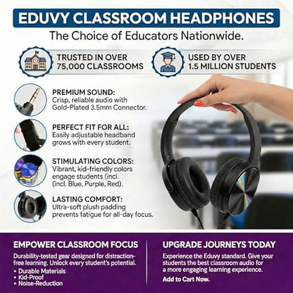 Bulk Headphones for Classroom, 24 Pack Durable School Wired Headphones for Students. Teacher Must Haves Supplies from Elementary to College (Black) - color: 24-Pack Black