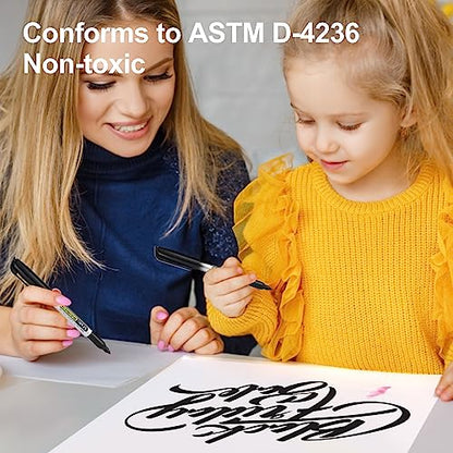 SFAIH Black Permanent Markers Bulk - 36 Pack, 1s Quick Dry, Non-Fading, Fine Point Permanent Pens for Plastic Glass Metal Wood Paper Stone, Office Classroom Kitchen, Doodling, Marking, Waterproof - color: 36 Black