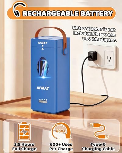 AFMAT Electric Pencil Sharpener, Fully Automatic Pencil Sharpener for 6-12mm No.2/Jumbo Pencils, Auto in & Out, 5 Sharpness Modes, Rechargeable Heavy Duty Sharpeners for Classroom/Home/Office PSC7 - color: Royal Blue