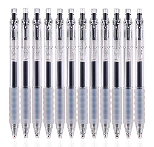 czxwyst GP270 Refillable & Retractable Gel Ink Pens with Soft Grip Large Capacity 0.5mm Fine Point 12-Pack (Black) - color: Black