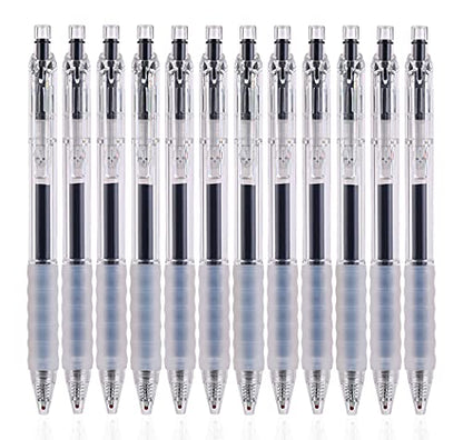 czxwyst GP270 Refillable & Retractable Gel Ink Pens with Soft Grip Large Capacity 0.5mm Fine Point 12-Pack (Black) - color: Black