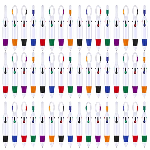 Yinder 60 Pieces Bulk Retractable Shuttle Pens with Buckle Clip 4-in-1 Multicolored Ink Badge Pens with Keychain for Nurses Employee Coworkers Teacher Appreciation Gifts