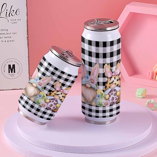 Easter 14oz Stainless Steel Tumbler with Lid & Straw-Double Wall Vacuum Insulated Travel Mug Gnome Eggs Spring Daisy Water Bottle Coffee Beverage Drinks Cup - size: 14 Ounces