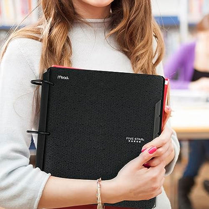 Five Star Flex Refillable Notebook + Study App, College Ruled Paper and 1 Inch TechLock Ring Binder with Pockets, Tabs and Dividers, 200 Sheet Capacity, Black (29328AA2) (Pack of 6) - color: Black, size: 1 Count (Pack of 6)