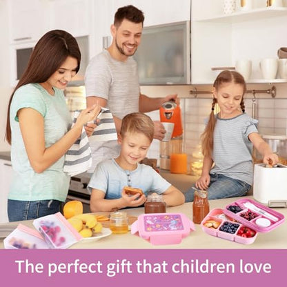 Bento Box for Kids Girls Boys,Adult, 8-Compartment Leak-Proof Toddler Lunch Box for School, Drop-Proof Kids Lunch Containers with Insulated Bag, Microwave & Dishwasher Safe, BPA-Free, (pink) - color: red