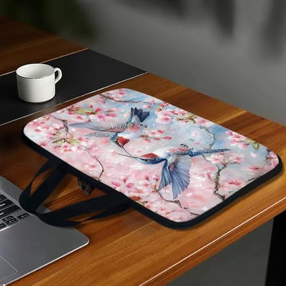 10 Inch Cherry Blossom Hummingbirds Laptop Sleeve, Lightweight Laptop Cover Computer Bag Tablet Carrying Case with Handle, Waterproof Tote Bags Notebook Case Handbag Briefcase for Women - color: Cherry Blossom Hummingbirds, size: 10 Inch
