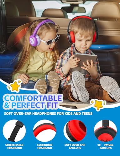 Kids Bluetooth Headphones,Toddler Headphones with Microphone,85dB Volume Limited,Bluetooth 5.4 Twistable Lightweight Kids Wireless Earphones for Boy Girl Tablet Travel School - color: Black
