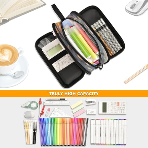 Fighter Jets in Action Large Pencil Case, Pen Pouch Pencil Bag with 3 Compartments Pen Holder Organizer Stationery Bag - color: A281