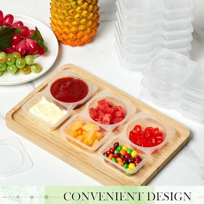 20 Pack Double Compartment Condiment Containers with Lids Reusable Leakproof Plastic Snack Containers for Sauce Dip Dressing Travel and Sampling Clear To-Go Dual Compartment Food Storage (Clear-20Pcs)