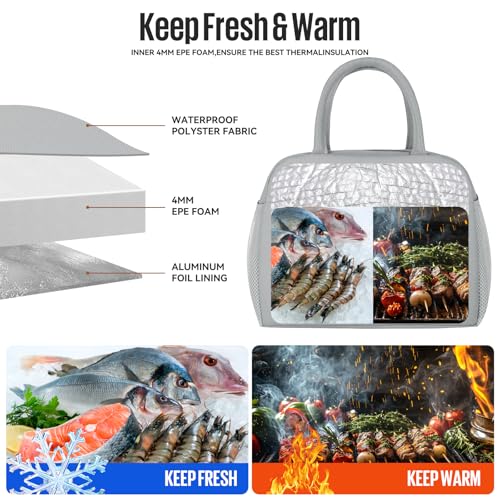 douyadady Lunch Bag&Box Women/Men Insulated&Reusable | Spacious Lightweight Waterproof Sturdy Durable Great Value For Office Work School Picnic Travel - color: Gray