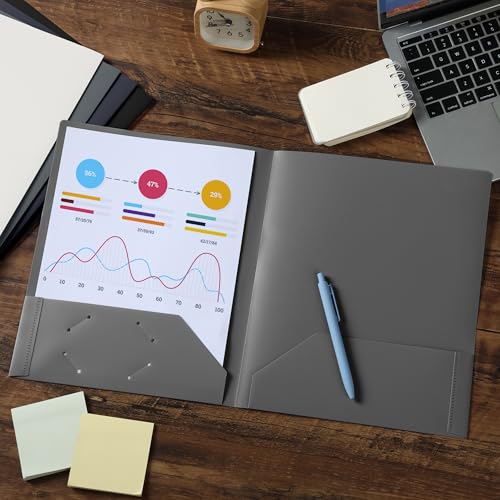 Mr. Pen- Plastic Folders with Pockets, 5 pcs | Aesthetic File Folder with Business Card Slot, 2-Pocket Folder, Back to School, Office, Filing Supplies - color: Grey Spectrum, size: 5 Pack