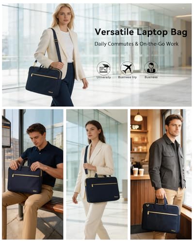 Ferkurn Laptop Case Bag Women Men Computer Sleeve with Shoulder Compatible with HP/Inspiron/Thinkpad/Vivobook/MSI/Surface, 15.6 inch, Deep Indigo - color: Deep Indigo, size: 15.6 inch