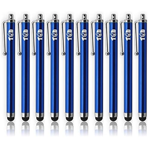 TCD 10-Pack Stylus Pen Set – Universal Capacitive Pen for iPad, iPhone, Tablet, Laptop – Premium Thick Rubber Tip Styluses for All Touchscreen Devices, Blue - color: Blue, size: 10 Pack