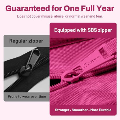 SUNEE Zipper Binder 3 Ring, 3 Inch O-Ring with Handle and Shoulder Strap, 600-Sheet Capacity, 5-Tab Expanding File Folder, Multi-Pockets for Middle School Organizer Binder with Zipper, Berry Pink - color: Berry Pink