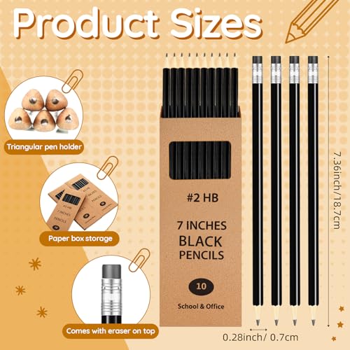 Geyoga 30 Packs of 300 Count #2 Pre Sharpened Pencils Bulk Woodcased for Classroom #2 HB Triangle Shape Pencils with Top Erasers for Teacher Office Back to School Supply(Black) - color: Black