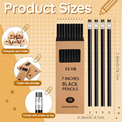 Geyoga 30 Packs of 300 Count #2 Pre Sharpened Pencils Bulk Woodcased for Classroom #2 HB Triangle Shape Pencils with Top Erasers for Teacher Office Back to School Supply(Black) - color: Black