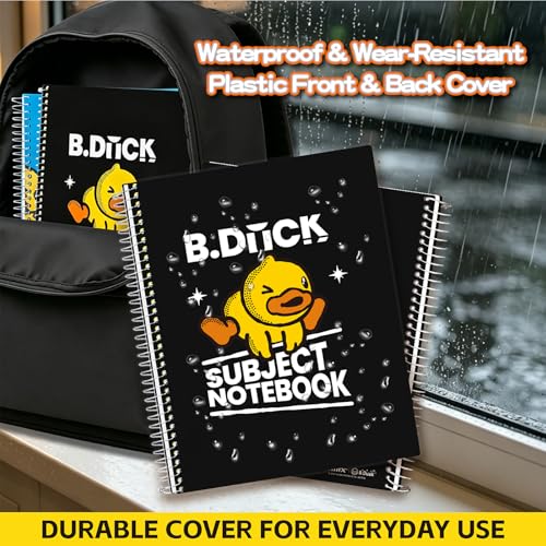 Comix Plastic Cover 3 Subject Notebook, Black, 150 Sheets | College Ruled, 3 Divider, Letter Size, Office/School/Home - color: Black