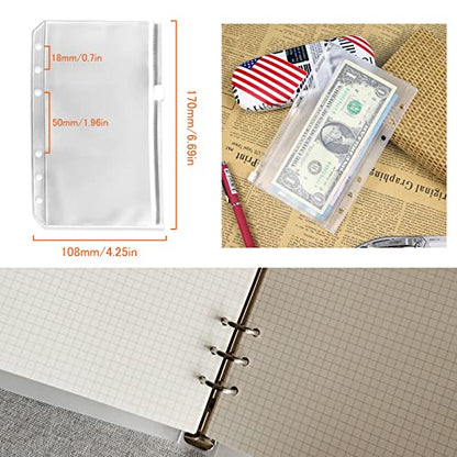 DY.2ten a6 6-Hole Binder Notebook Refills Set - 135 Sheets (270 Pages) Graph Paper + 2pcs Zipper Binder Pockets + 5 Pcs Dividers + Index Note Tabs + Ruler for Filofax a6 - color: A6 Square Paper