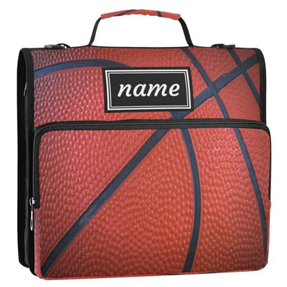 Kcldeci Personalized Zipper Binder 3 Ring，Closeup Basketball Texture Custom Zipper Binder Organizer 1.5inch for School and Office Expanding File Folder - color: A16