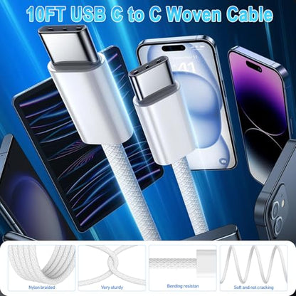 USB C Charger for iPhone Charger Fast Charging,[Apple MFi Certified] Type C Fast Wall Chargers Block Adapter 10FT USB C to C Woven Cable for iPhone 17ProMax/17 Pro/17e/Air/17/16 ProMax/16Pro/15,iPad
