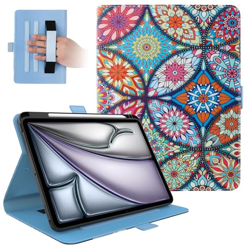 Dteck for iPad Air 13-inch Case 2024,iPad Case 12.9 inch Pro 6th/5th/4th/3rd Gen 2022/2021/2020/2018,Premium PU Leather Folio Stand Cover Pencil Holder Auto Wake/Sleep Protective Cases,Stained Glass - color: 01 Stained Glass