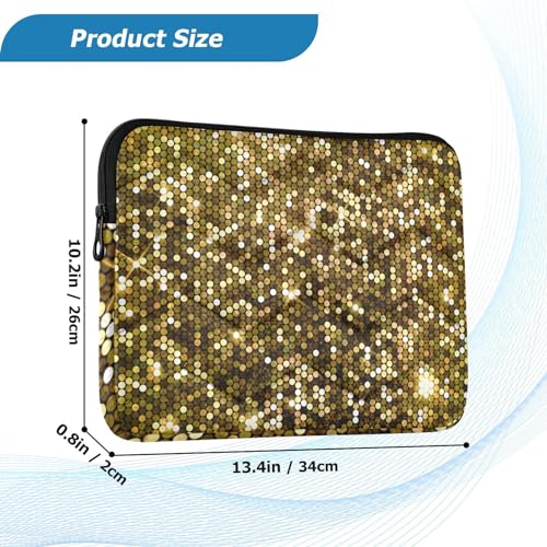 Laptop Sleeve Gold Glitter Computer Carrying Case Notebook Briefcase Tablet Puffy Cover Durable Waterproof PC Bag for 13.3-14" Pro Air Max - color: Multi-006