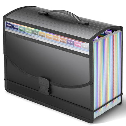 25 Pockets Accordion File Organizer with Handle,Expanding File Folder for Paper/Document/Bill,Portable Filing Box,Visible Window,Quick Search,Expandable Bottom,Large Capacity,A4/Letter Size - size: 25-Pockets