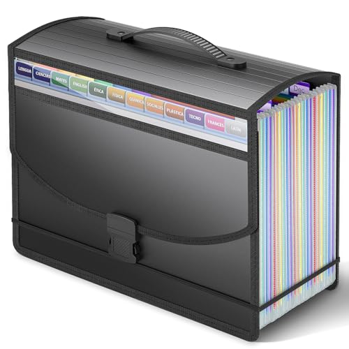 25 Pockets Accordion File Organizer with Handle,Expanding File Folder for Paper/Document/Bill,Portable Filing Box,Visible Window,Quick Search,Expandable Bottom,Large Capacity,A4/Letter Size - size: 25-Pockets