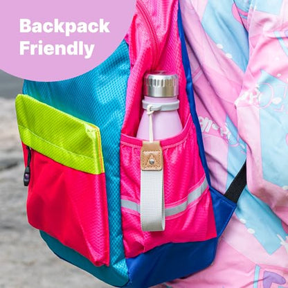 Kids Water Bottle-9 oz Leak Proof Insulated Water Bottle with Carry Rope | Double Wall Vacuum Stainless Steel Water Bottle for Travel, School, Cola Shape Flask with Carry Rope (Purple) - color: Purple, size: 9 Ounces