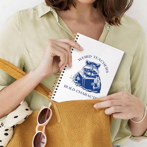 Funny Teacher Raccoon Spiral Notebook Journal, Weird Teachers Build Character Teacher Gifts Journal for Notes Planning, Teachers Appreciation Gifts Maestra for Notes Taking, 5.5 X 8.3 Inch - color: Raccoon