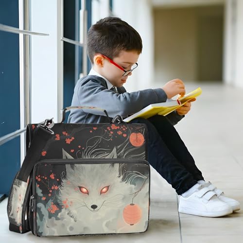3 Ring Zipper Binder Fox Cherry Blossom Binders Bag with Shoulder Strap 500 Sheets Paper Organizer Trapper Keeper Documents Storage File Folder for School Office - color: A934