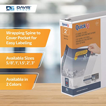 QuickFit Clear-View Binder, 3-Ring Binder, Round Ring, 2 Inch, White (Pack of 2) - size: 1 Count (Pack of 2)
