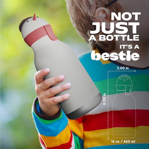 asobu Bestie Bottle Insulated Stainless Steel Water Bottle with Detachable Soft Animal Head Fun Drinking For Kids and Teens with Flexible Reusable Straw 16 Ounce (SNOWMAN) - color: SNOWMAN