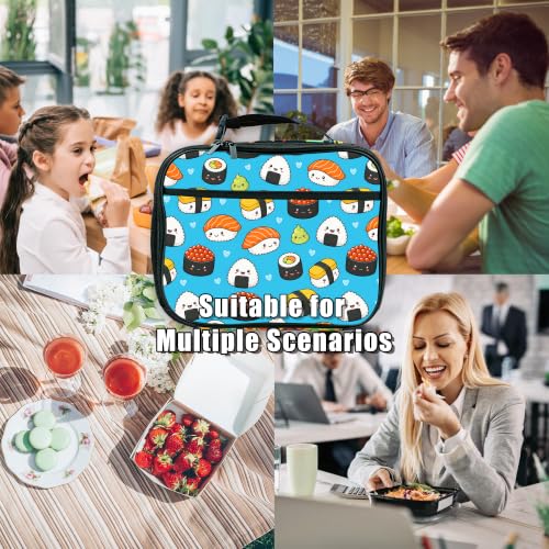 Sushi Lunch Box Insulated Reusable Lunch Bag Tote Cooler for Women Men Boy Girl School Work Office Picnic - color: Sushi