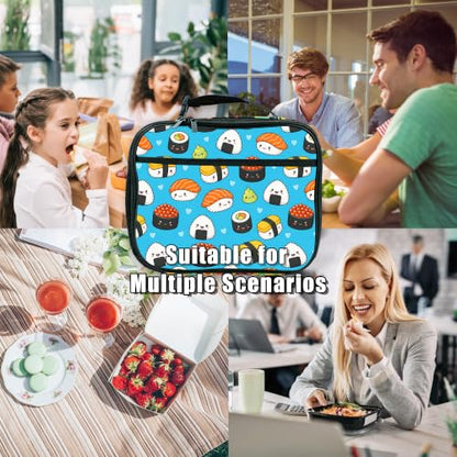 Sushi Lunch Box Insulated Reusable Lunch Bag Tote Cooler for Women Men Boy Girl School Work Office Picnic - color: Sushi