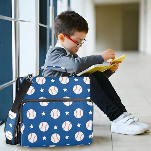 Zipper Binder Bag 3 Ring File Folder Portfolio Organizer Zippered Binder Bags with Strap Fits Laptop Women Men - color: 28-baseball Navy Blue