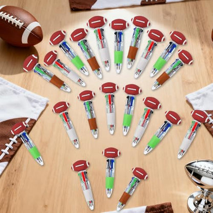 24 Pcs Football Party Favors Football Multicolor Pen in One 4-in-1 Cute Fun Pens Bulk Kawaii Ballpoint Pen for Sports Goodie Bags Stuffers (Football) - style: Football
