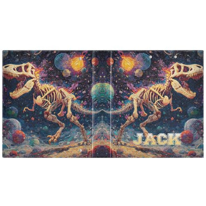 Custom 3 Ring Binder Oil Painting T-rex Running 1.5" Round Ring Binders Personalized Name View Binder with 200 Sheet for School Supplies Women Men Office, 1 Pack - color: Custom Oil Painting T-rex Running