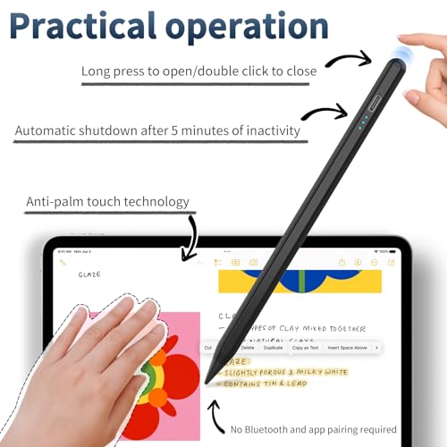 HZD Apple Pencil for iPad 2025-2018 Faster Charge Stylus Pen,Black | with Tilt Sensitivity & Palm Rejection & Magnetic Compatible iPad 11/10/9/8/7/6, Pad Air 3/4/5, Pro 12.9"/11",Mini 6/5, M2/M4 - color: Black
