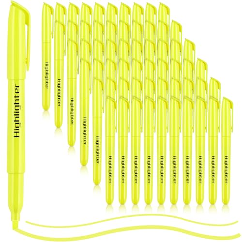 YEGEER Highlighters Bulk, Chisel Tip Dry-Quickly Highlighter Markers, 60 Count-Yellow Highlighters Pack for Adult Kids, Teachers Supplies for School, Classroom Must Have - color: Yellow