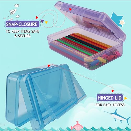 SFLHHDM Large Pencil Box, Double Layer Capacity Pencil Holders, Hard Pen Case with Snap-tight Lid, Plastic Pencils Case for Office School, Pen Boxes Storage Organizer (Blue+Green+Pink+Purple-4Pcs) - color: Blue+Green+Pink+Purple-4Pcs
