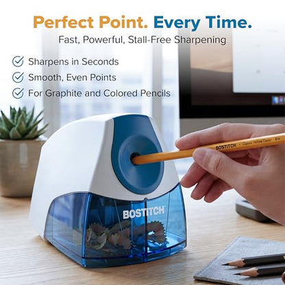 Bostitch Office Electric Pencil Sharpener for Classroom and Desk Use, Blue - color: Blue