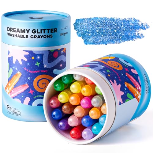 Jar Melo Glitter Crayons for Toddlers 1-3, Non-Toxic Washable Crayons for Kids, Ultra-Silky and Twist, Ideal Coloring Gift for Boys and Girls, 24 Colors - style: 24 Clolors