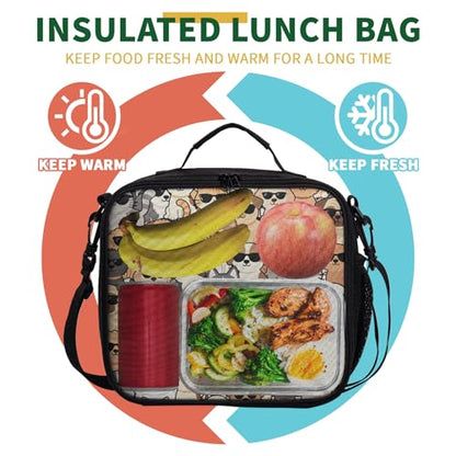 Cute Cat and Dog Lunch Box for Girls Boys Kids Insulated Lunch Bag Cartoon Animals Theme Kawaii Lunchbox with Shoulder Strap Reusable Lunch Cooler Tote Bags for School Picnic - color: Cat and Dog