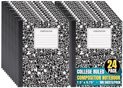 1InTheOffice Composition Notebook College Ruled, Notebooks for School, Black, 9.75" x 7.5", 24 Pack