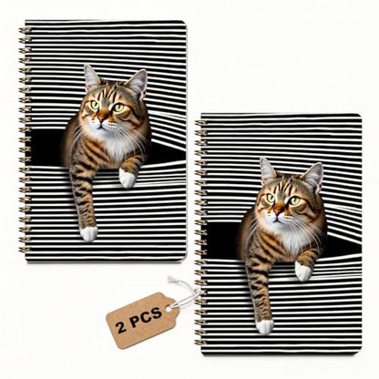 2 Pcs Cat Gifts Spiral Notebook, Funny Cats College Ruled Spiral Notebook, Cats Notebooks, 160 Ruled Pages Hardcover Journals for Writing Office, Cat Lover Gifts for Women Mom Friend - color: Multicolour 0036