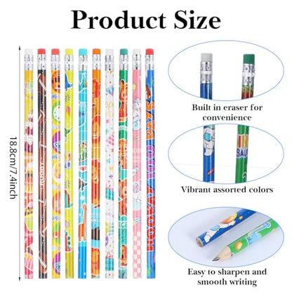 180 Pcs Colorful Wooden Pencils with Erasers, No.2 HB Multicolor Pencils Bulk for Learning Supplies, Rewards, Teacher Gifts & Party Favors