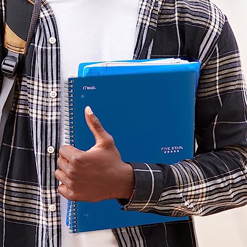 Five Star Spiral Notebook + Study App, 3 Subject, College Ruled Paper, Fights Ink Bleed, Water Resistant Cover, 8-1/2" x 11", 150 Sheets, Green, Red, Blue (820193) (Pack of 6) - color: Forest Green, Fire Red, Pacific Blue, size: 6 Pack